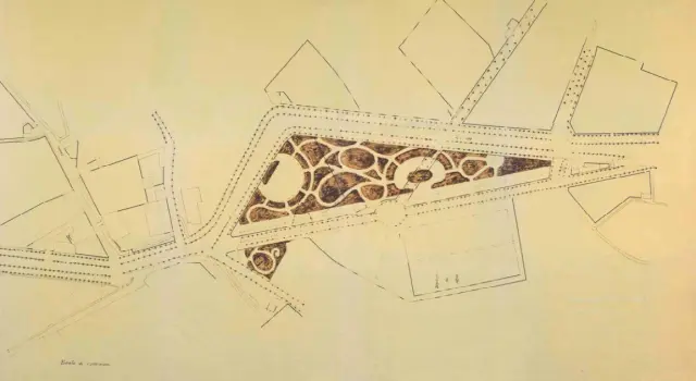 Los primeros planos con el diseño de jardines del parque Pignatelli en 1892.