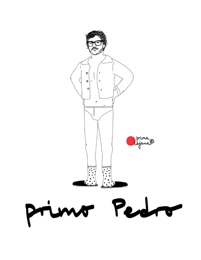 Pedro Pascal de Jimena La Motta, a través de su alter ego para la ilustración, Prima Lejana, en la que dibuja famosos en ropa interior.
