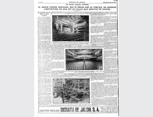 Página de HERALDO del 28 de marzo de 1935 dedicada a la inauguración del nuevo Teatro Parisina