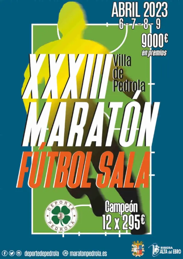 Cartel del maratón de fútbol sala que se celebra en Pedrola en pocos días.