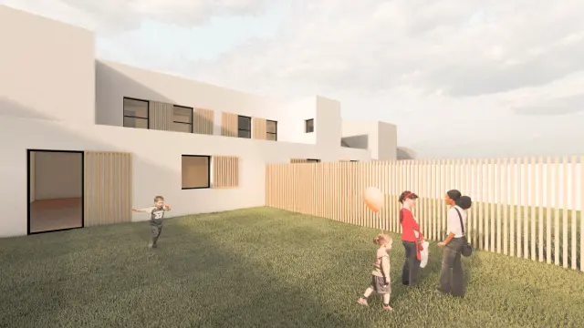 Recreación de un proyecto de dos viviendas modulares en Palma de Mallorca.