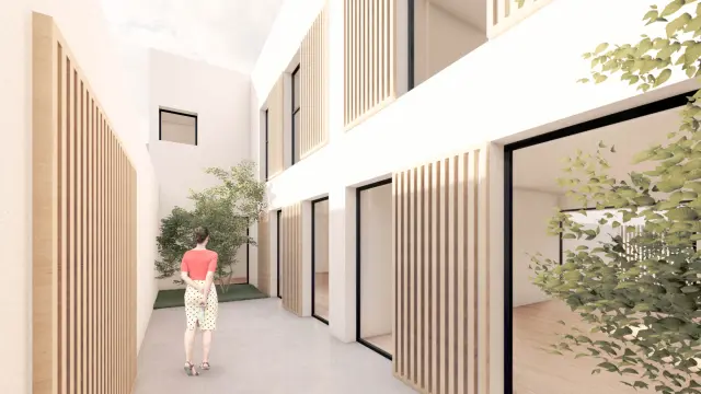 Recreación de un proyecto de dos viviendas modulares en Palma de Mallorca.