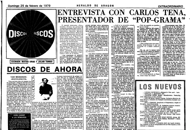 Página Heraldo de Discos con la entrevista a Carlos Tena, en 1979