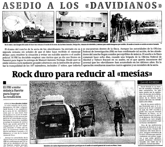 Artículo sobre Waco publicado en HERALDO el 8 de marzo de 1993