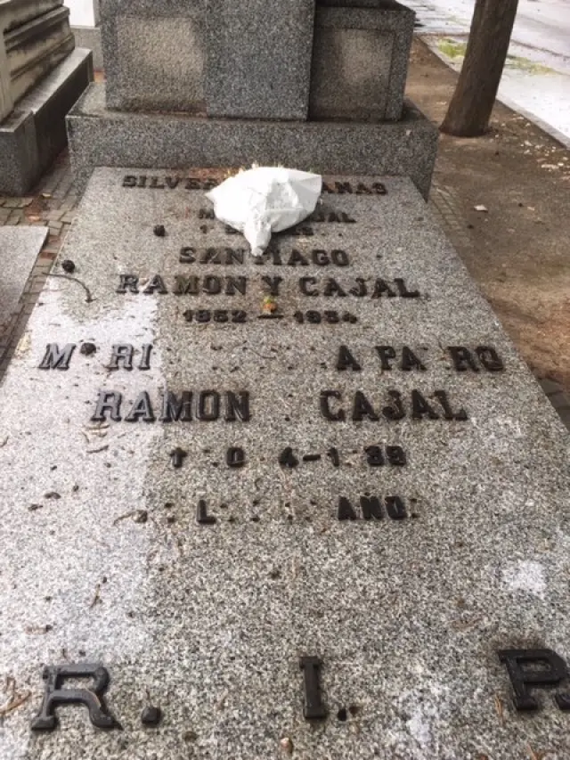 Antes de la pandemia, la sepultura de Santiago Ramón y Cajal se encontraba deteriorada