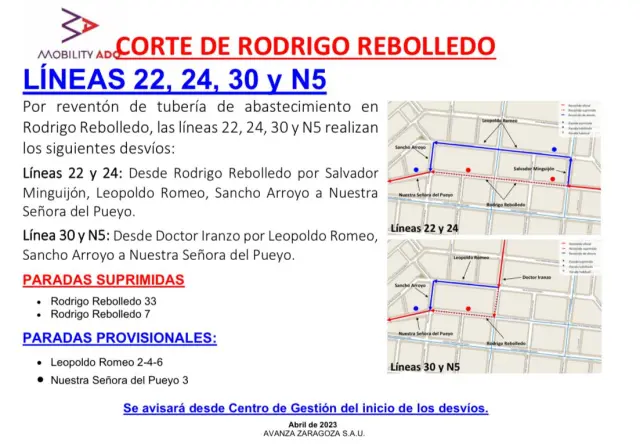 Desvío de varias líneas de autobús por un reventón en Las Fuentes