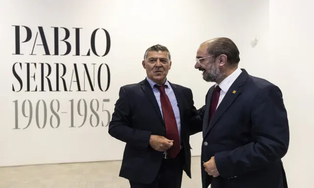 Teira y Javier Lambán, este miércoles, en el Museo Pablo Serrano.