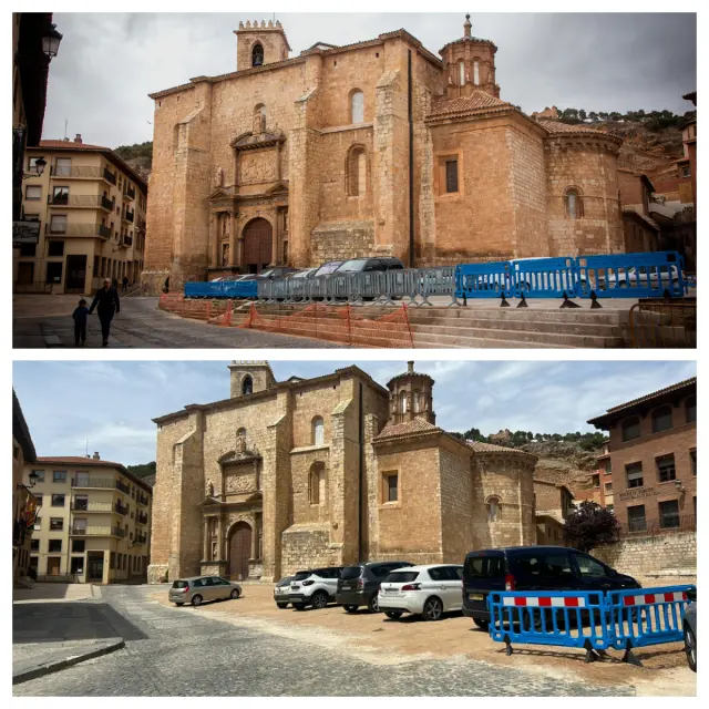 Antes y después de la plaza de España de Daroca.