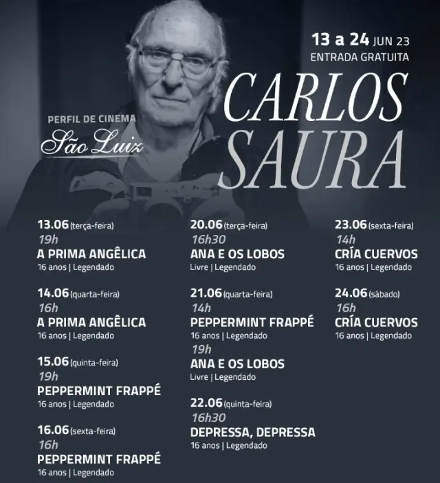 El póster del ciclo en homenaje a Saura en Brasil.