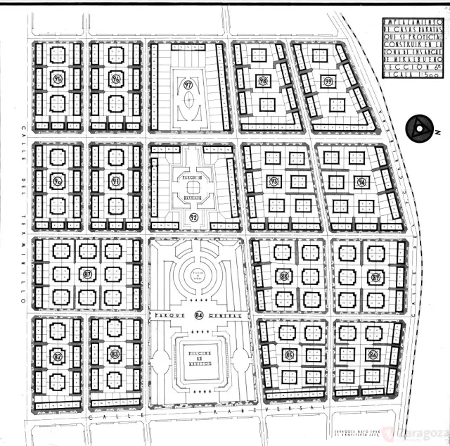 Plano municipal para el diseño del área de la Ciudad Jardín en 1936.