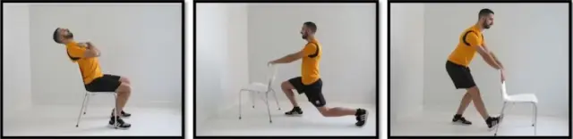 Ejemplos de ejercicios sencillos para practicar en la oficina, usando la silla.