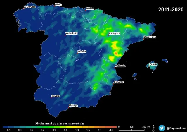 Las tormentas del tipo supercélulas son más frecuentes en Aragón que en el resto de España.