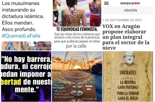 Captura de algunas publicaciones de Marta Fernández.