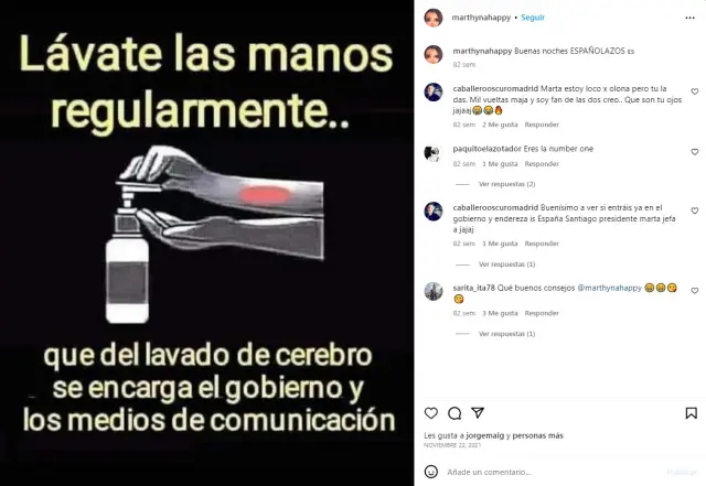 Publicación de Instagram de Marta Fernández.