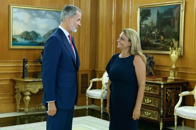 El Rey recibe en Zarzuela a la líder de Coalición Canaria, Cristina Valido.