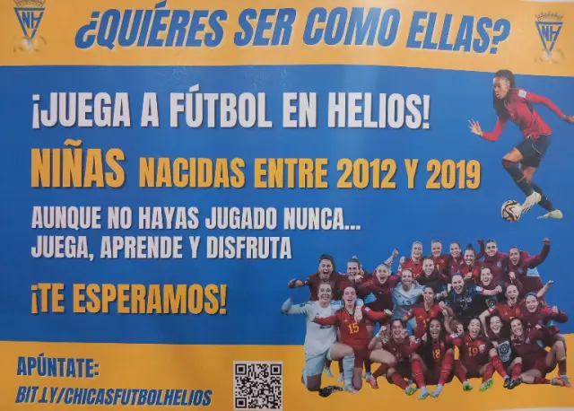 Campaña de C.N. Helios para animar a las niñas a apuntarse a fútbol.