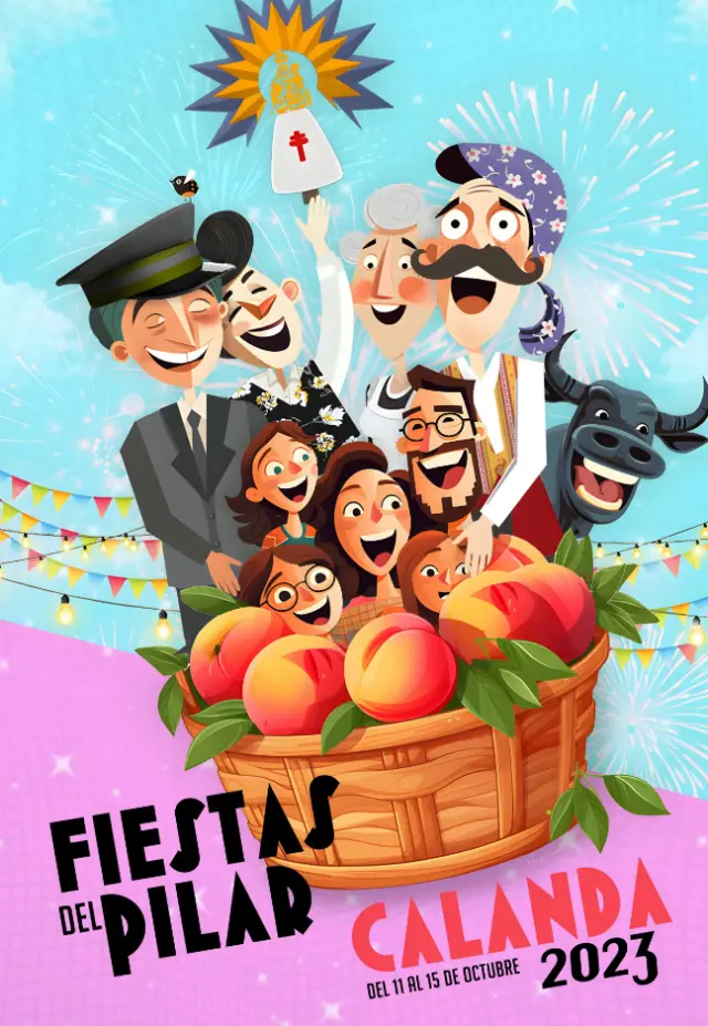 Cartel de las Fiestas del Pilar de 2023 en Calanda, Teruel.