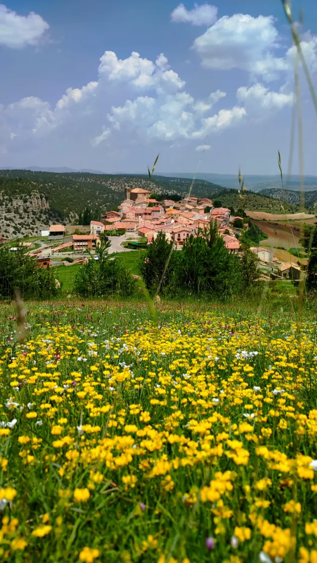 Vista de Moscardón, en la sierra de Albarracín.