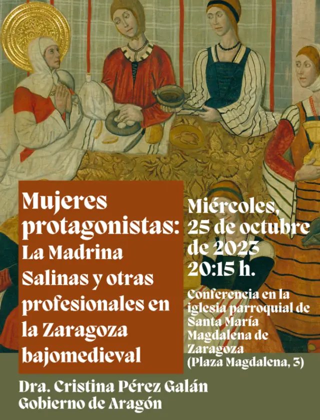 Cartel de la conferencia sobre 'Mujeres Protagonistas' del Instituto de Patrimonio y Humanidades de la Universidad de Zaragoza.
