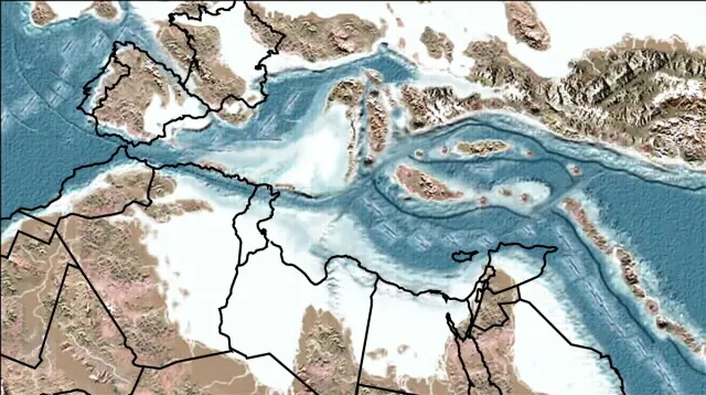 Mapa de Europa y África hace 100 millones de años cuando Aragón tenía dos mares.