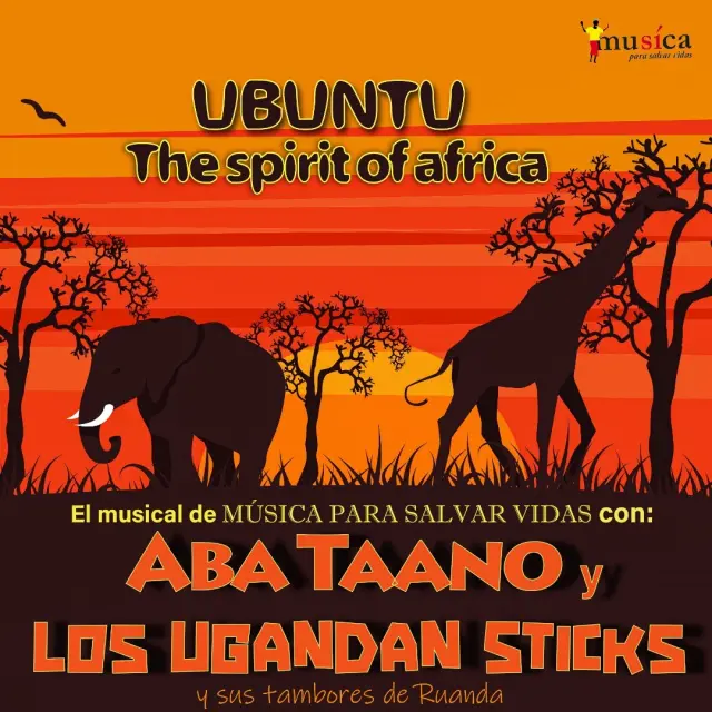 Cartel de la actuación del grupo de músicos y cantantes de Uganda.