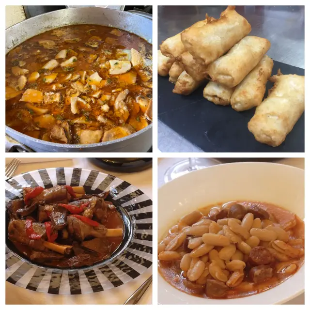 Algunos platos del menú que ofrecía Casa Gervasio de Alquézar.