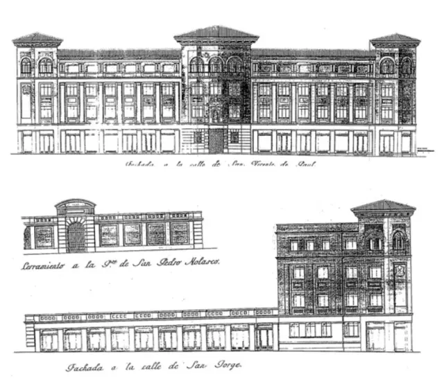 Los planos originales del colegio de los Maristas.