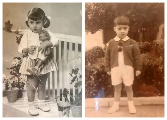 María Ortín y Féix Teira en una foto de su infancia.