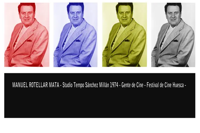 Un retrato de Manuel Rotellar, multiplicado y coloreado por el Estudio Tempo.