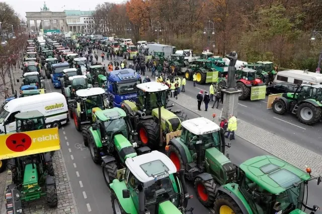 Movilizaciones de agricultores y ganaderos alemanes a las puertas de Berlín.