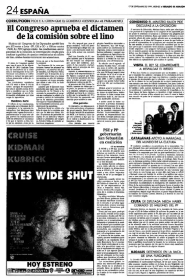 Anuncio en HERALDO del estreno de 'Eyes wide shut' en 1999.