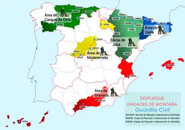 Despliegue de unidades de montaña de la Guardia Civil en España