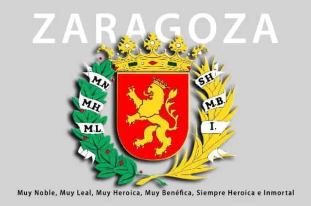 Escudo de Zaragoza con el león rampante.