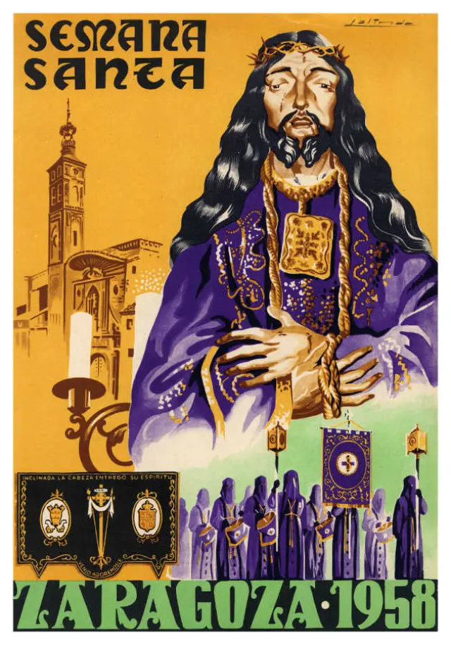 Cartel de la Semana Santa de Zaragoza de 1958, obra de Ángel Lalinde.