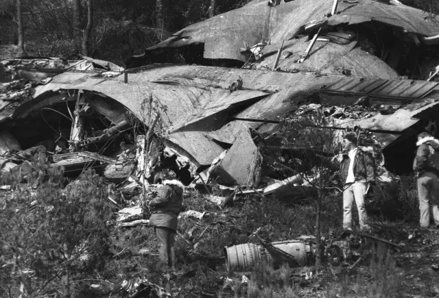 Accidente aéreo en Borja en el que murieron 18 militares en 1984.