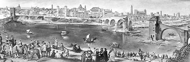 El cuadro 'Vista de Zaragoza' de Juan Bautista Martínez del Mazo sobre la riada de 1643.