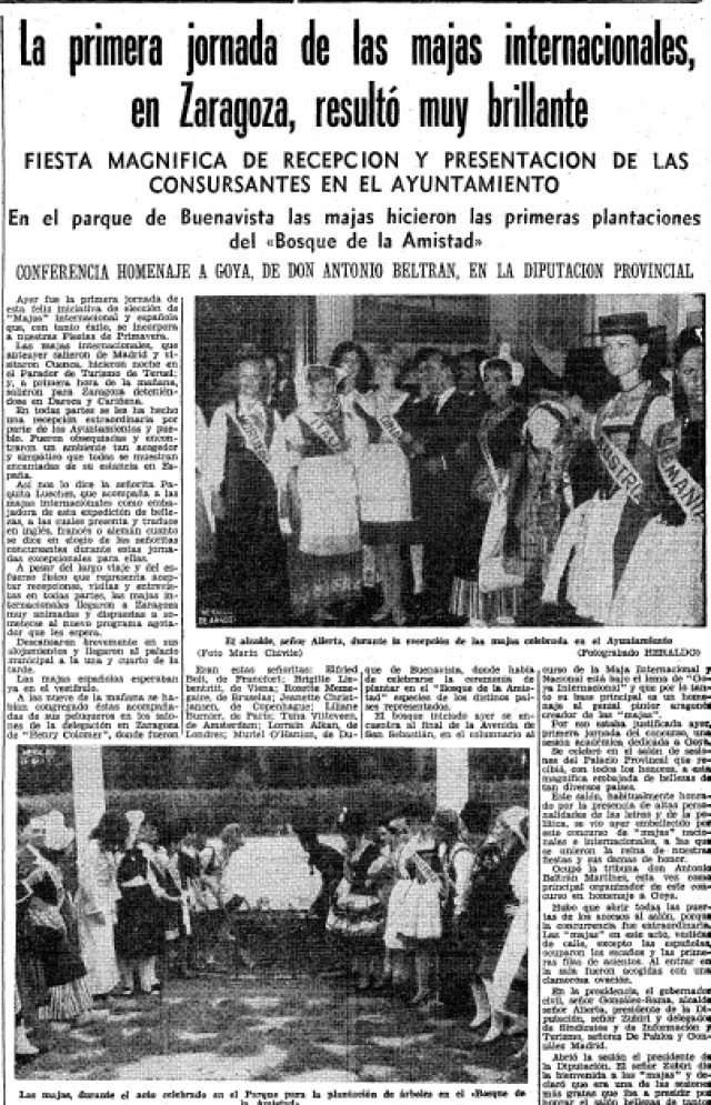 Recorte de la página de Heraldo del 19 de mayo de 1966, fecha en el que se celebraba la primera edición de la 'Maja Internacional'.