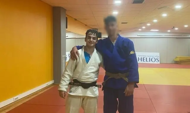 Javier Márquez, durante un entrenamiento de judo en el CN Helios de Zaragoza.