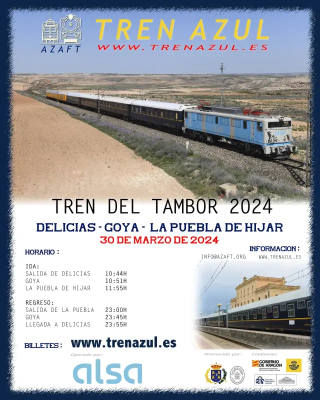 Cartel del Tren del Tambor a La Puebla de Híjar.