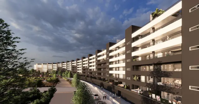 Una recreación del complejo Neocity en Valdefierro, donde se levantarán 323 viviendas VPO.