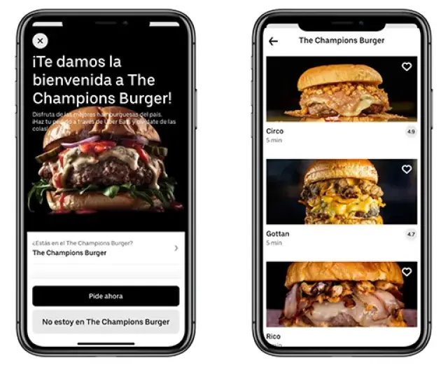 The Champions Burger y Uber Eats