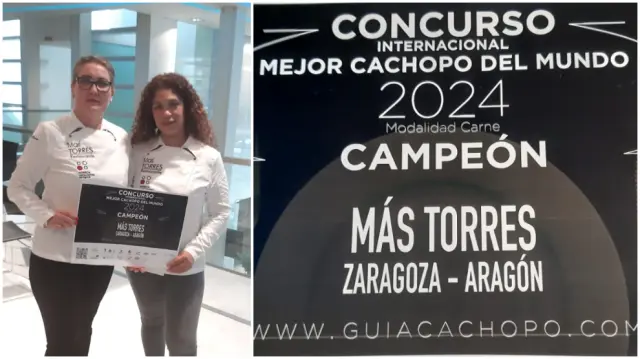 El premio del mejor cachopo del mundo, para Mas' Torres de Zaragoza
