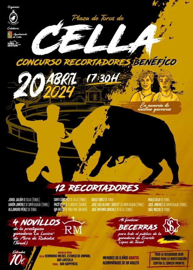 Cartel del concurso de recortadores benéfico que se celebra en Cella el sábado 20 de abril.