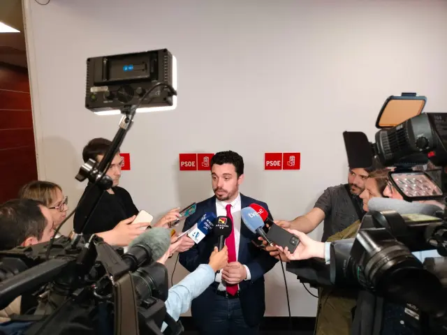 Darío Villagrasa, este lunes en la sede del PSOE.