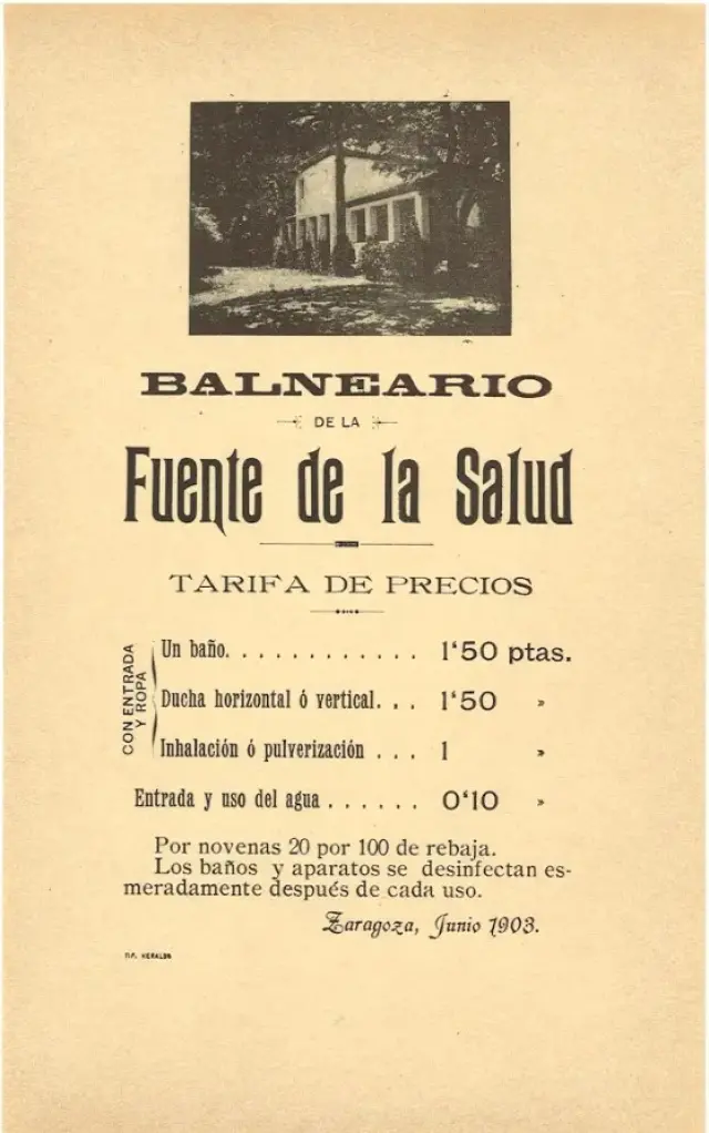 Folleto de publicidad de la Fuente de La Salud de 1903.