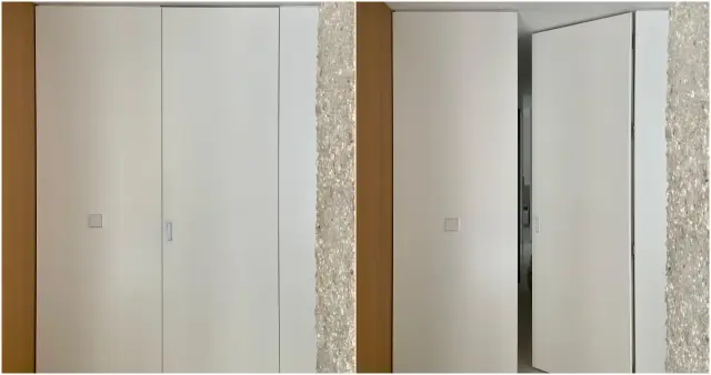 Una puerta integrada en la pared en una casa de Zaragoza.