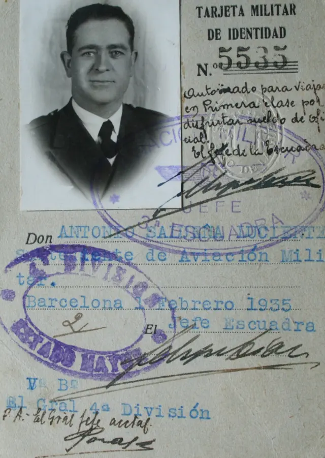 Ficha del piloto de Fuendetodos, Antonio Salueña Lucientes.