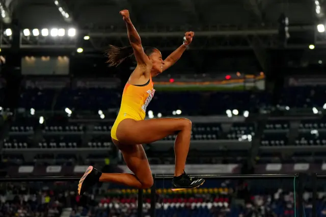 Ana Peleteiro, en el concurso de triple salto del Europeo de Roma