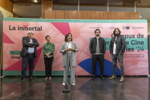 Chema Turmo, María Guerra, Sara Fernández, Martín Cuervo y Aitor Luna, en la Filmoteca de Zaragoza.