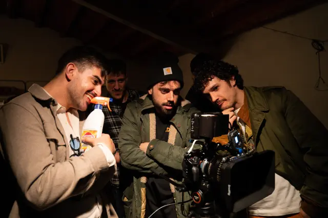 Grabación del corto 'Lagrimas de San Lorenzo', con Pablo Berdún en el centro.